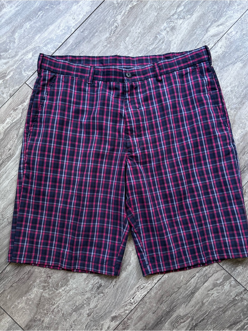 PGA Tour Golf Shorts 36 Navy and Pink 0267